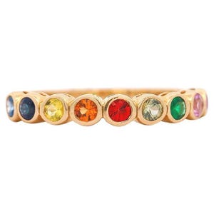 Multi Color Gemstone  Birthday Ring/ 925 Sterling Silver/ 14K Gold Plated/ Minimalist Rainbow Birthstones Ring/ Proposal Ring/ Gift For Her.
