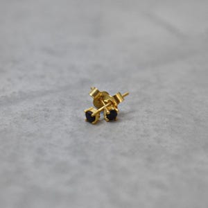 Blue Sapphire Stud Earrings/ 925 Sterling Silver/ 14K Gold Plated/ Minimalist September Birthstone Studs/ Push Back Sapphire Earring For Her