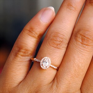 Moissanite Diamond Ring: 14K Rose Gold Plated 925 Sterling Silver