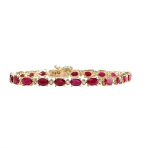 Rubin CZ Diamant Armreif: 14K Vergoldetes Sterlingsilber-Armband