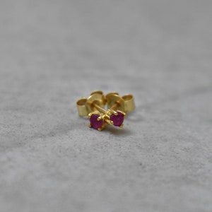 925 Silver Ruby Stud Earrings, Red Gemstone Studs, Minimalist Studs, July Birthstone Jewelry