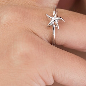 Zierlicher Stern Ring: 925 Sterling Silber Minimalistischer Anhänger