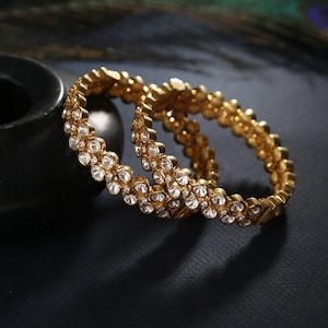 Polki Diamond Bangles Wedding Bangles, Moissanite & CZ Diamond Bangles 925 Sterling Silver Polki Jewelry Handmade Designer Polki Bangles