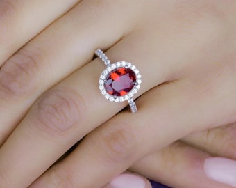 Sterling Silver Ruby Ring: Victorian Style Statement Ring