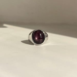 6 Rays Star Ruby Ring 925 Sterling Silver Handmade Gemstone Jewelry July Birthstone Elegant Gift for Her
