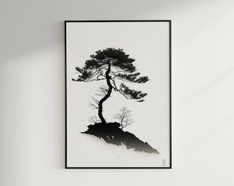 Japanese Tree Art Print, Vintage Landscape Poster (Digital Download)