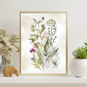 Watercolor flower print, Wall art, Nature poster - Instant Printable Download