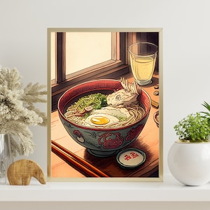 Anime Ghibli Wall Art, steaming bowl of ramen, Digital Print, Landscape Art, Vintage, Kids - Digital Download / Poster / Print / Art