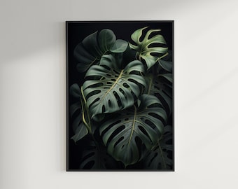 Nature Posters, Monstera Leaves, wall art, Jungle plants art, digital art - Instant Download