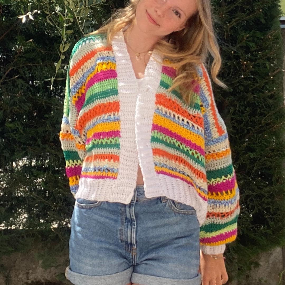 Scrappy Cardy Crochet Pattern: Scrap Yarn Project