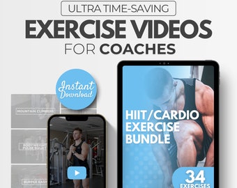 Paquete de ejercicios HIIT/cardio/vídeos de ejercicios/entrenador físico/vídeos de Youtube/vídeos de fitness/recursos de entrenamiento/vídeos de entrenamiento