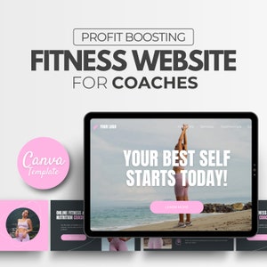 Canva Website Template, Fitness Website Template, Fitness Coach Website, Personal Trainer website, Simple website, One Page Website, Website