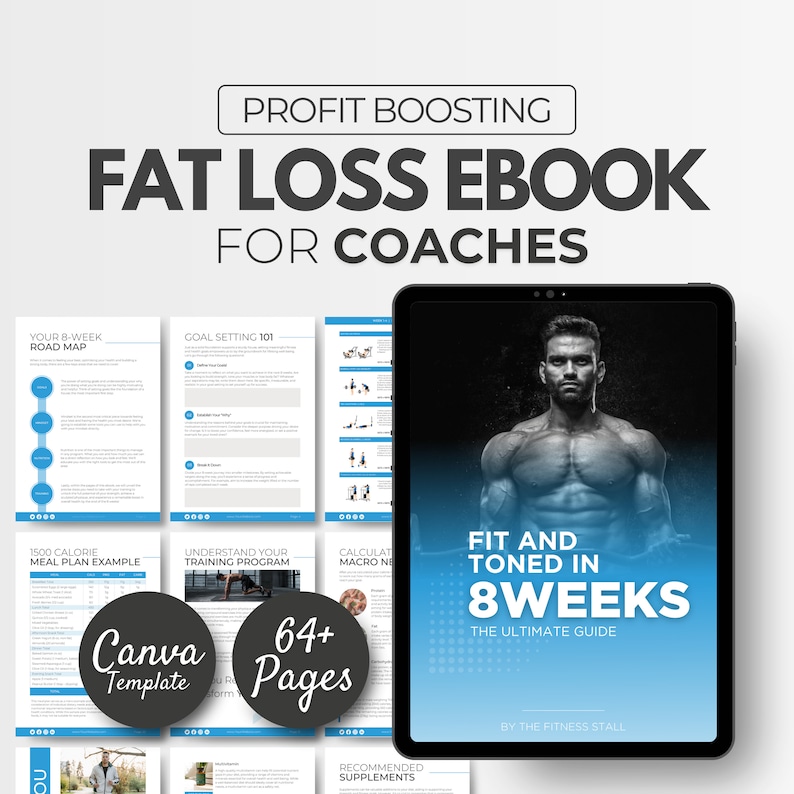 8 Week Fit & Tone Program For Men, Program Template, Personal Training, Fitness eBook Template, DFY workout template, Fat loss, Workout Plan image 1