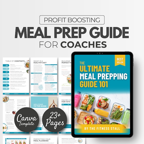 Meal Prepping Guide, Nutrition eBook Template, Customizable eBook Template for Health & Fitness Coaches, DFY coach content, Fitness Template