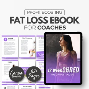 12 Week Fat Loss Program, Workout Plan, Nutrition Template, Coaching Templates, Canva Template, Fitness eBook Template, Personal Training