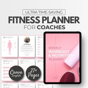Fitness Planner: Workout & Nutrition, Editable Canva Template (PDF)