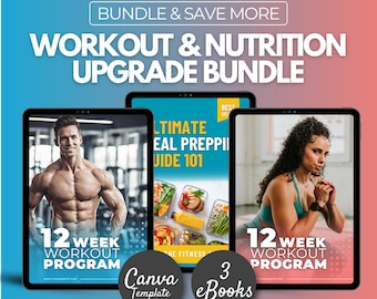 Workout & Nutrition Upgrade Bundle, health coaching resources, Fitness eBook Template, DFY workout template, Exercise program, recipe guide