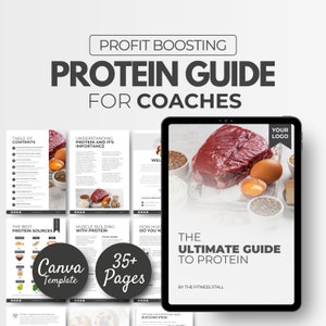 Protein Macro Guide, Canva nutrition ebook for health and fitness coaches, health coaching resources, Done for you nutrition template, DFY