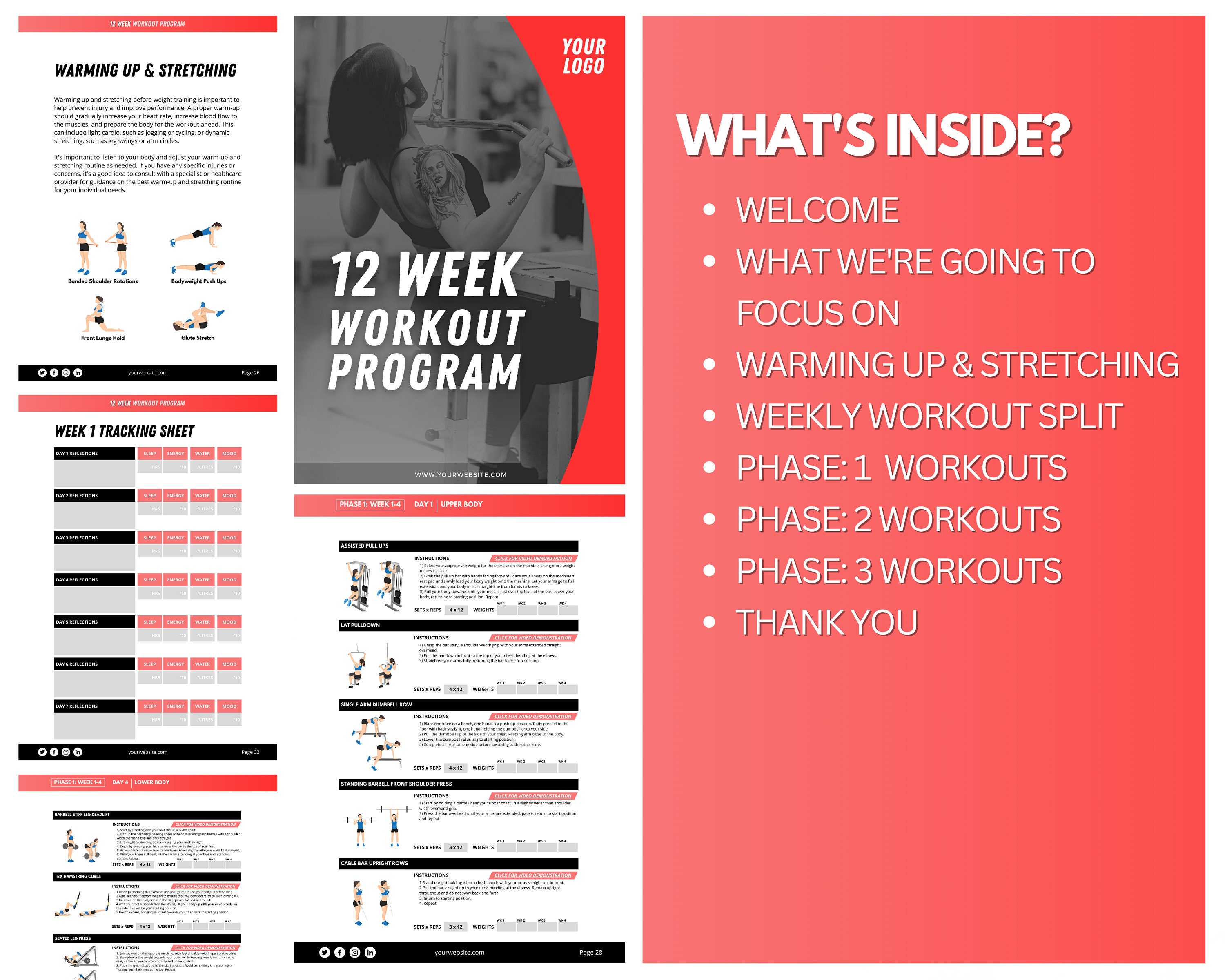 12 Week Workout Program for WOMEN, Program Template, Health Coaching ...