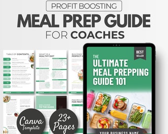 Ebook sulla preparazione dei pasti 101, modello Ebook Canva, modello ebook nutrizionale, modelli per coaching sanitario, preparatore atletico, coaching nutrizionale