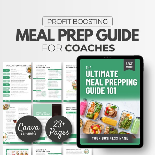 Ebook sulla preparazione dei pasti 101, modello Ebook Canva, modello ebook nutrizionale, modelli per coaching sanitario, preparatore atletico, coaching nutrizionale