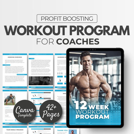 12-Week Gym Workout Program: Customizable Fitness Template (Canva)