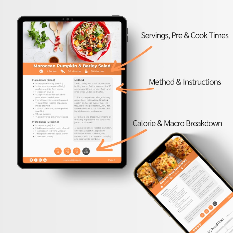 Editable Cookbook Template, Recipe PDF Template, Personal Trainer, Nutrition guide, fitness-templates, Editable Recipe Book, Meal planner image 3