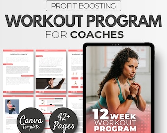 12 Week Workout Program For Women, Program Template, health coaching resources, Fitness eBook Template, DFY workout template, Canva Template