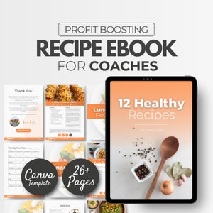 Editable Cookbook Template, Recipe PDF Template, Personal Trainer, Nutrition guide, fitness-templates, Editable Recipe Book, Meal planner image 1