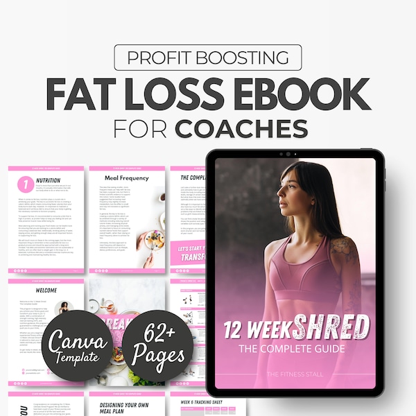 12 Week Fat Loss Program For Women, Program Template, health coaching resources, Fitness eBook Template, Workout template, Fat Loss Template