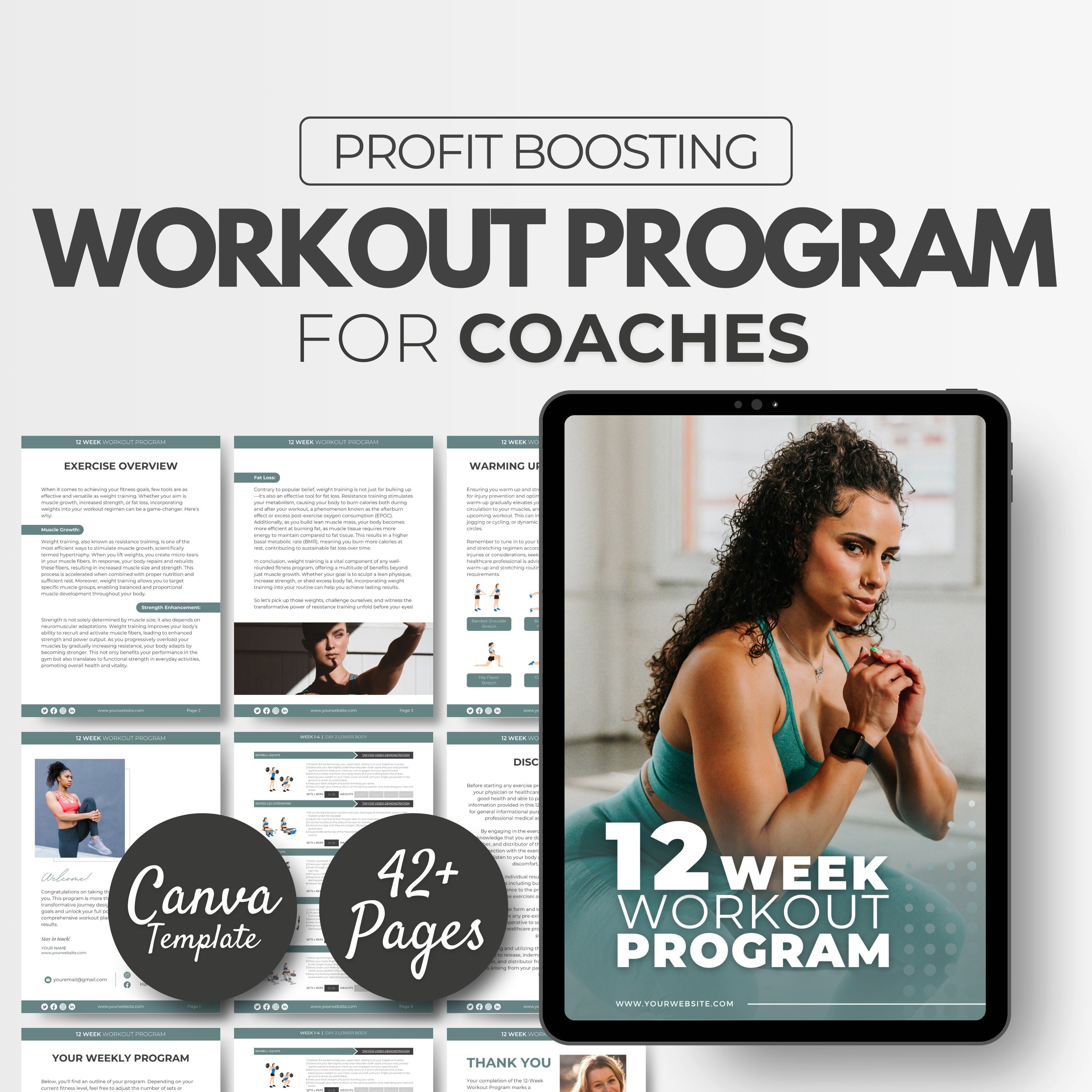 12 Week Workout Program for Women Program Template Health Coaching Resources Fitness Ebook Template DFY Workout Template Canva Template Etsy UK