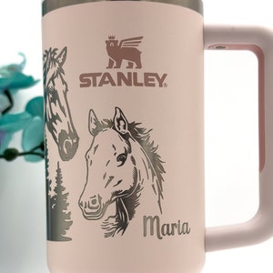 Laser Engraved Stanley 30oz Travel Tumbler With Handle ~ Horse/Stallion/Equine Design ~ Personalized (Optional) ~ Flowstate H2.0 Quencher