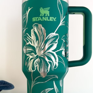 Floral Engraved Stanley 40oz Tumbler-Peach,Citron – Mighty Fine Laser Design