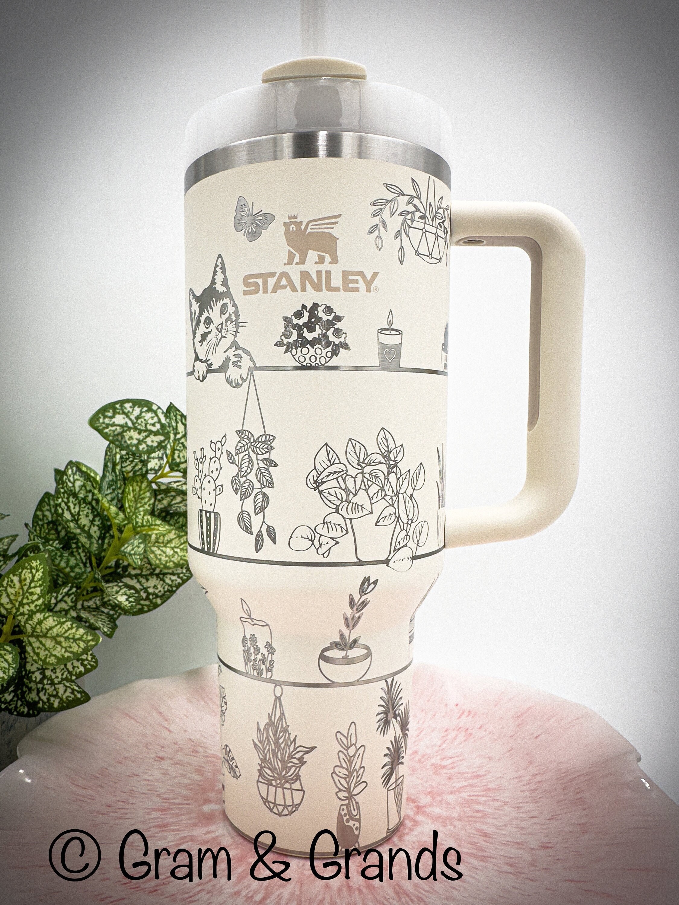 Laser Engraved Stanley 40oz Travel Tumbler With Handle ~ Adorable