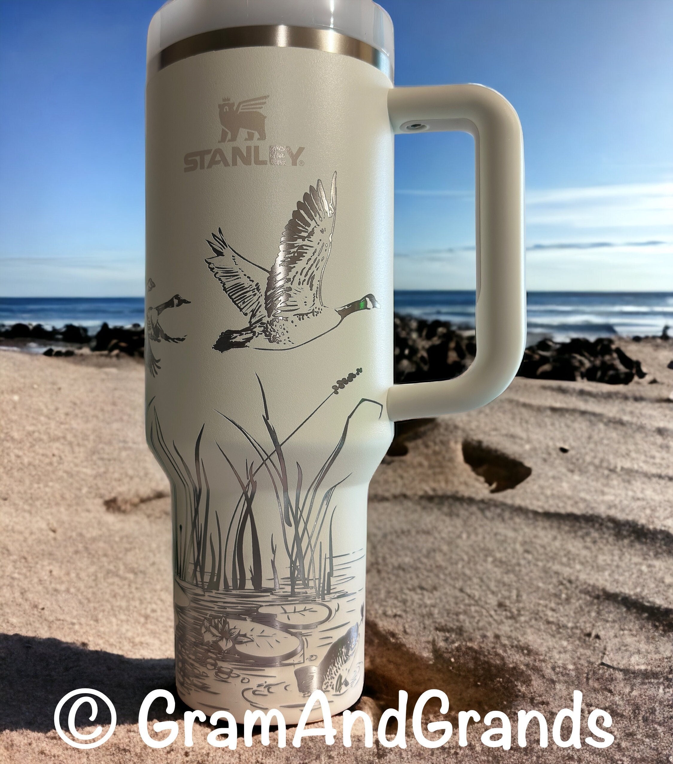 40 Oz Tumbler With Handle, Peach or Citron Stanley, Laser Engraved