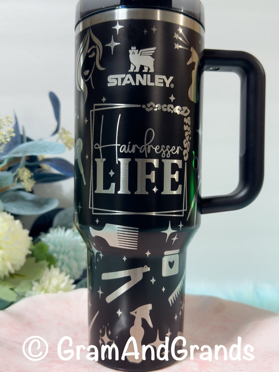 40 Oz Tumbler With Handle, Peach or Citron Stanley, Laser Engraved Floral  Tumbler, Large Capacity Cup, Gift for Her, Birthday Gift 