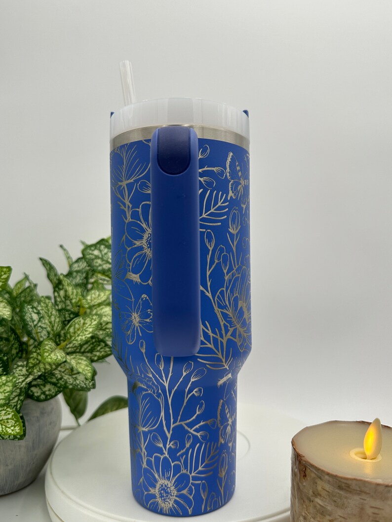 Stanley 40oz Travel Tumbler With Handle Full Floral Wrap Etsy