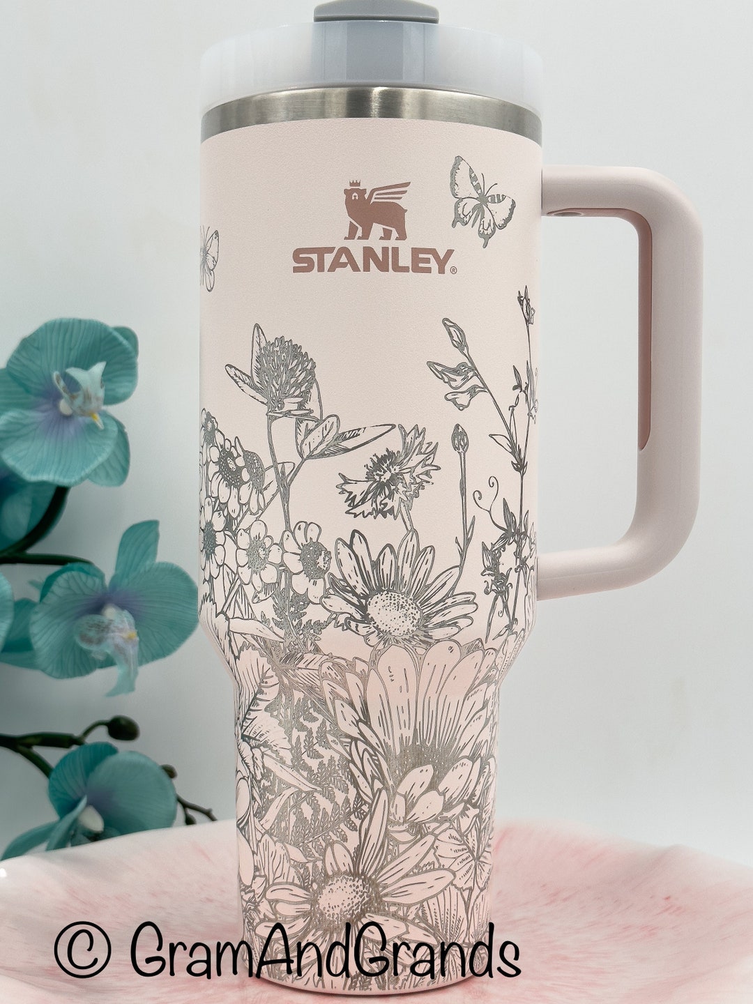 40 Oz Stanley Tiger Lily Tumbler Engraved With Hibiscus -  New