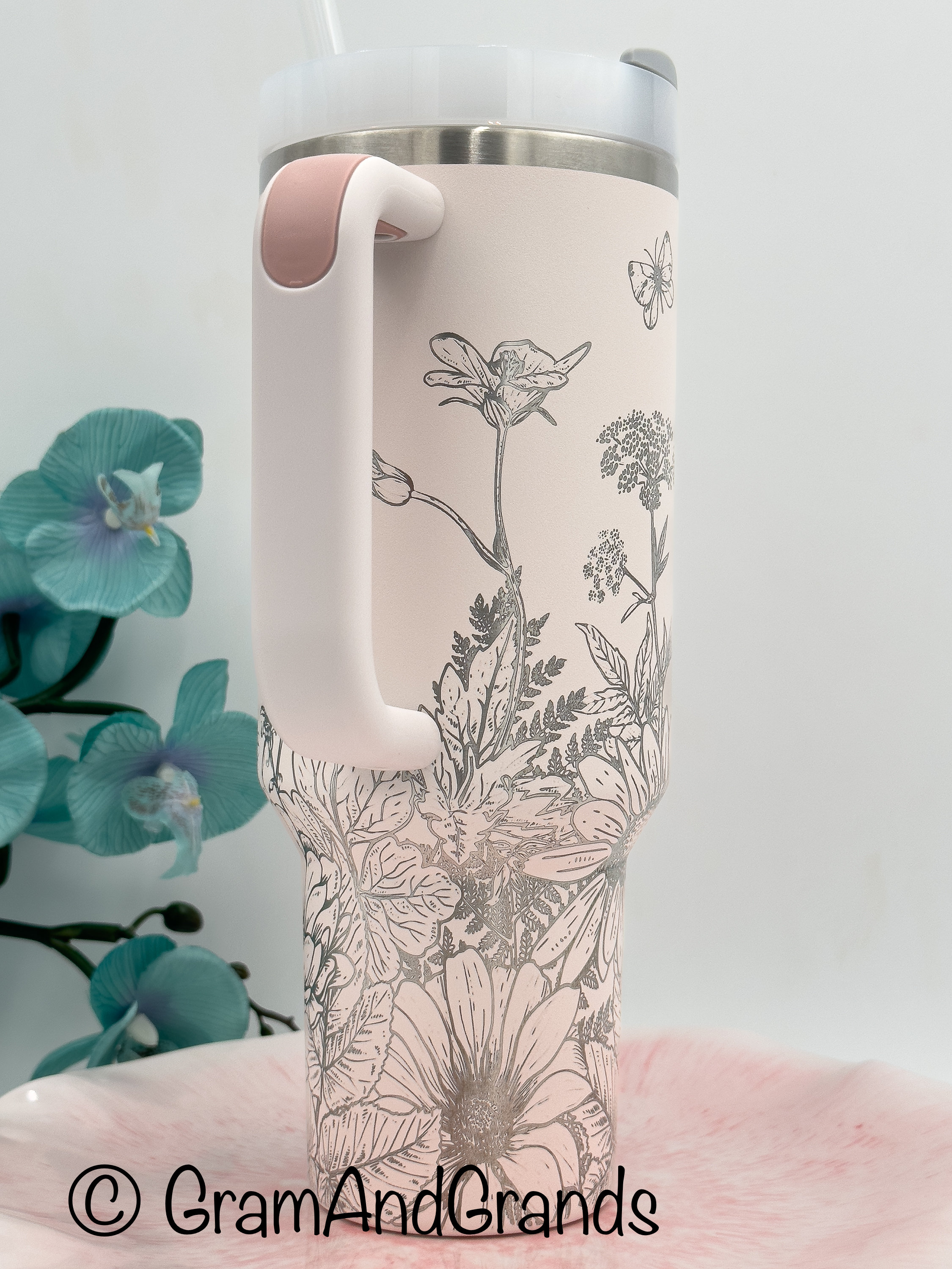 Laser Engraved Stanley 40oz Travel Tumbler With Handle Adorable Cute Kitten  Cat House Plants Garden Gift for Her Him Mother's Day Gift 