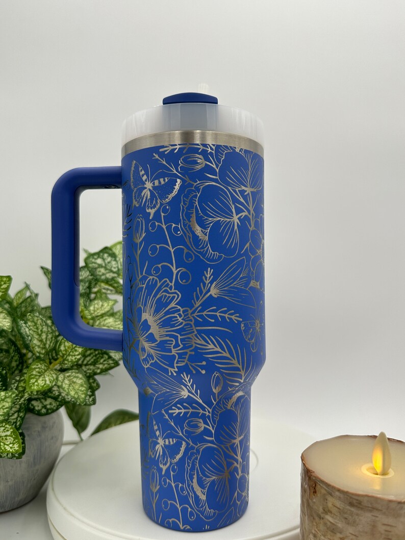Stanley 40oz Travel Tumbler With Handle Full Floral Wrap Etsy