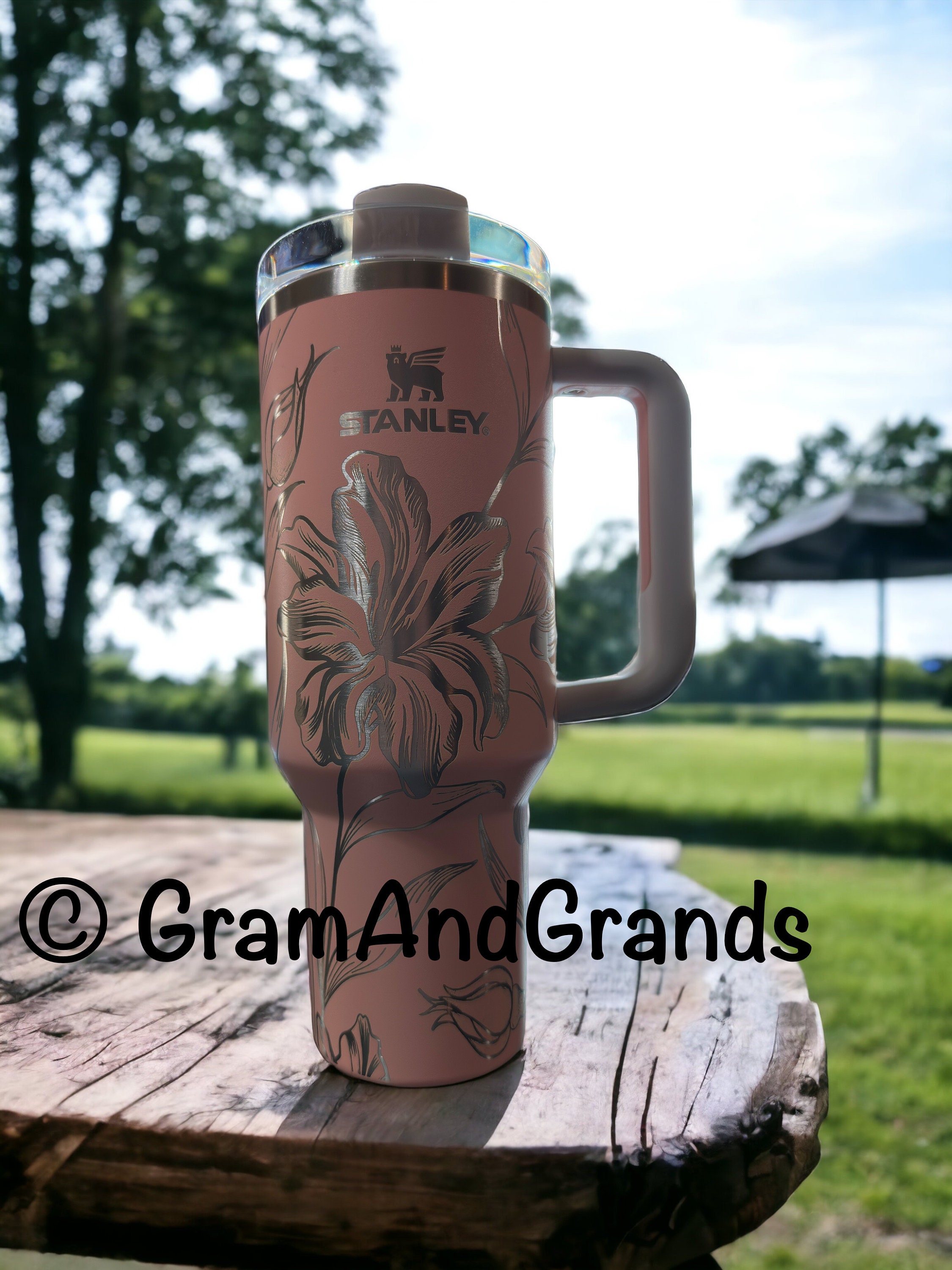 Stanley 40oz Travel Tumbler With Handle ~ Full Floral Wrap ~ Laser