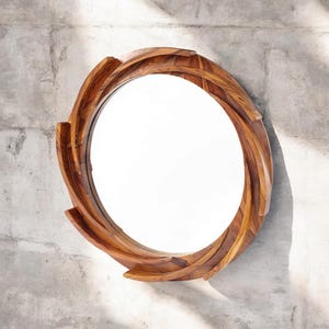 Round Mirror Frame,Wall Decor,Mirror for Living Room,Mirror For Bathroom,Wooden Mirror, Reclaimed wood