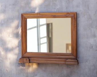 1960年代のチーク材「フローティング」オーバルウォールミラー（ミッド