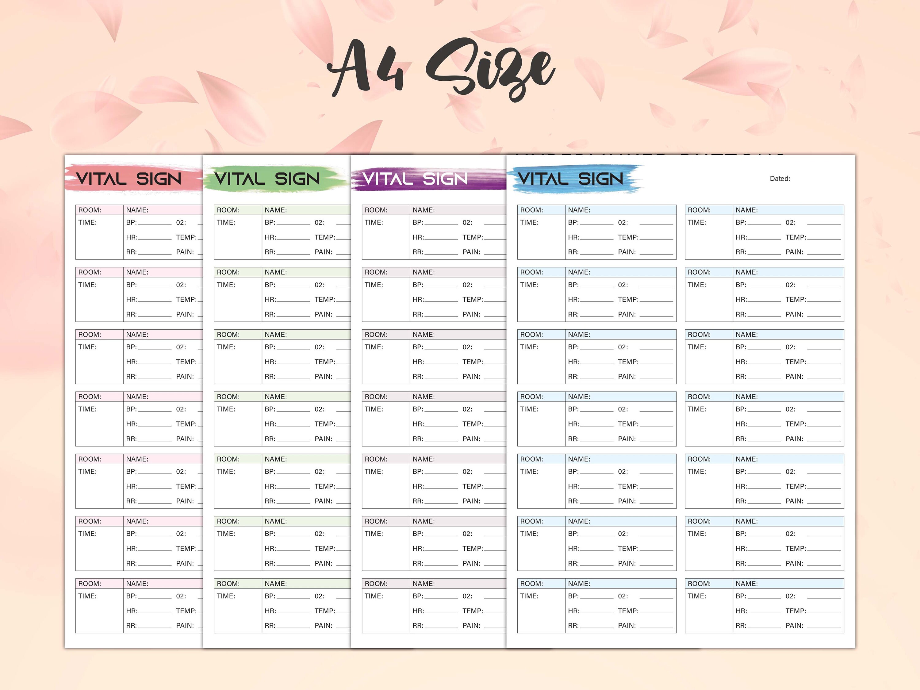 Printable Vital Sign Chart Vital Sign Log Vital Sign - Etsy Australia