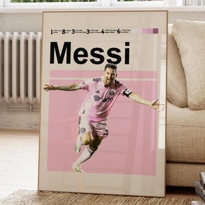 Lionel Messi Poster, Inter Miami Poster, Football Wandposter .Lionel Messi Print Art. Messin inspirierte Art.Mid-Century Modern. Messi Png.