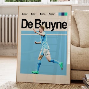 Pôster de Kevin De Bruyne, pôster do Manchester City, arte para download de De Bruyne, arte inspirada em De Bruyne, pôster digital de jogador de futebol.