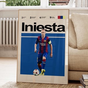 Póster de Andrés Iniesta, póster del Barcelona, póster imprimible de Iniesta, póster de fútbol para descargar, descargas de arte de fútbol