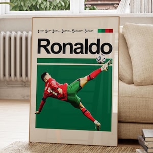 Póster de Cristiano Ronaldo, Selección Nacional de Fútbol de Portugal, Decoración digital para el hogar, Descarga de arte impreso, Gol de chilena de Ronaldo