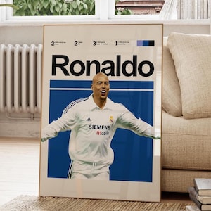 Ronaldo Nazario Poster, Real Madrid Legend Ronaldo Nazario Poster, Printable Digital Wall Decor, Real Madrid Poster, Office Art