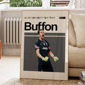 Gianluigi Buffon Poster. Juventus Football Team Poster, Minimalist Wall Art, Printable Poster, Goalkeeper Poster